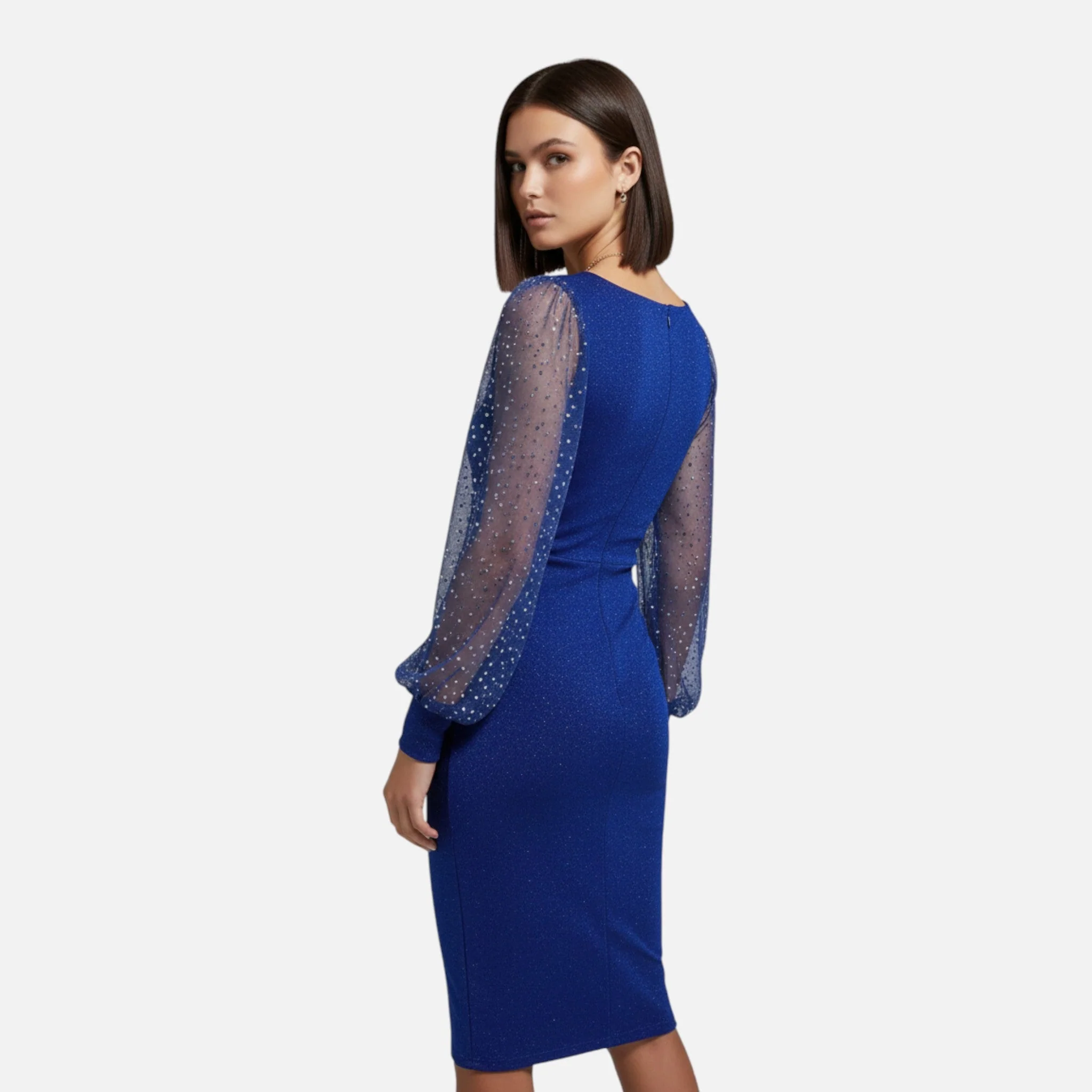Women’s V-Neck Sequin Mesh Bodycon Stretch Dress - Image 4