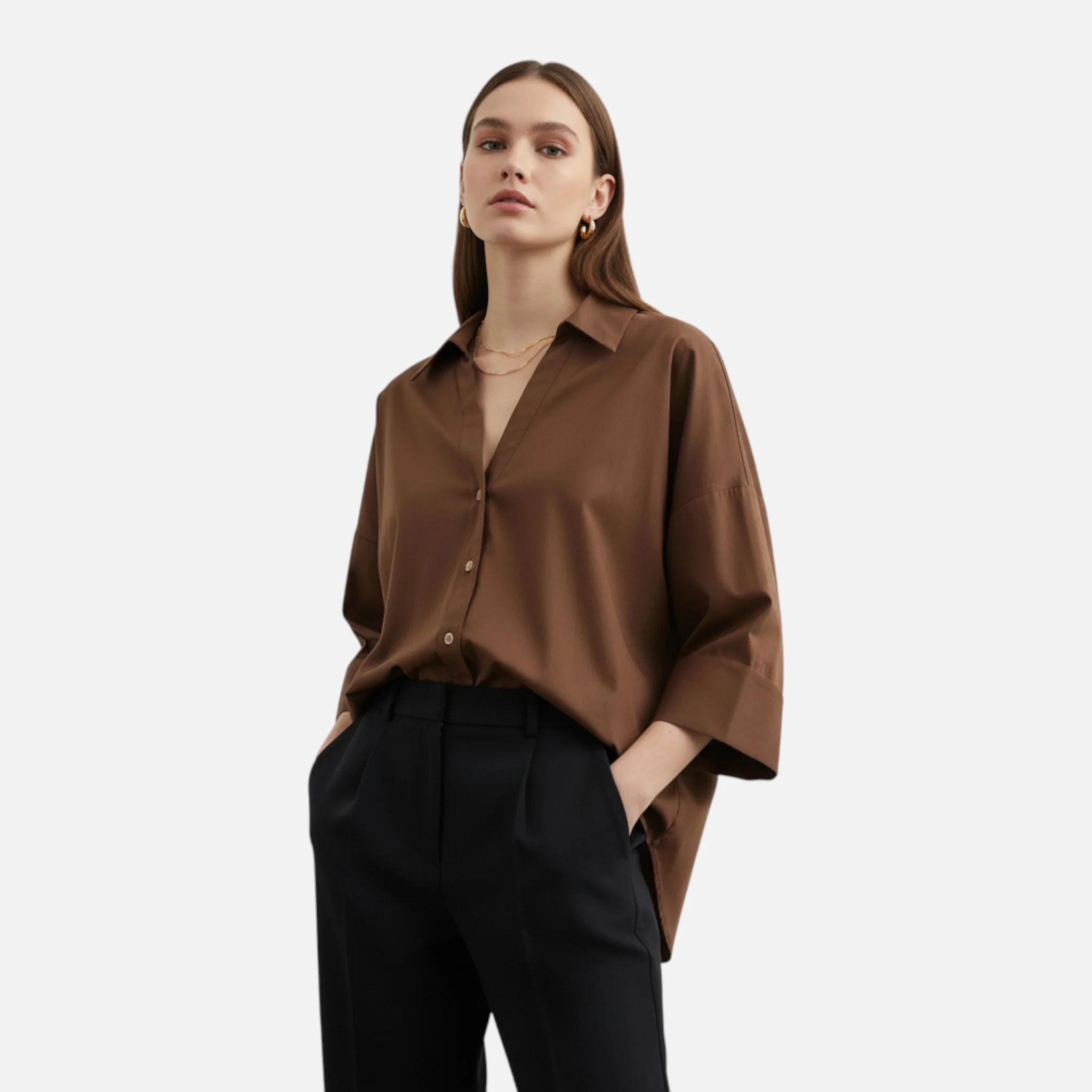 Women’s V-Neck Silk Blouse - Image 4