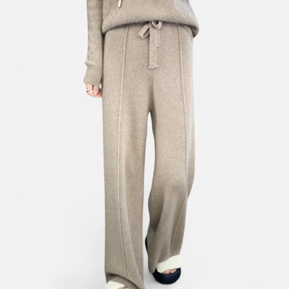 Women’s Wool Wide-Leg Knit Trousers - Image 4