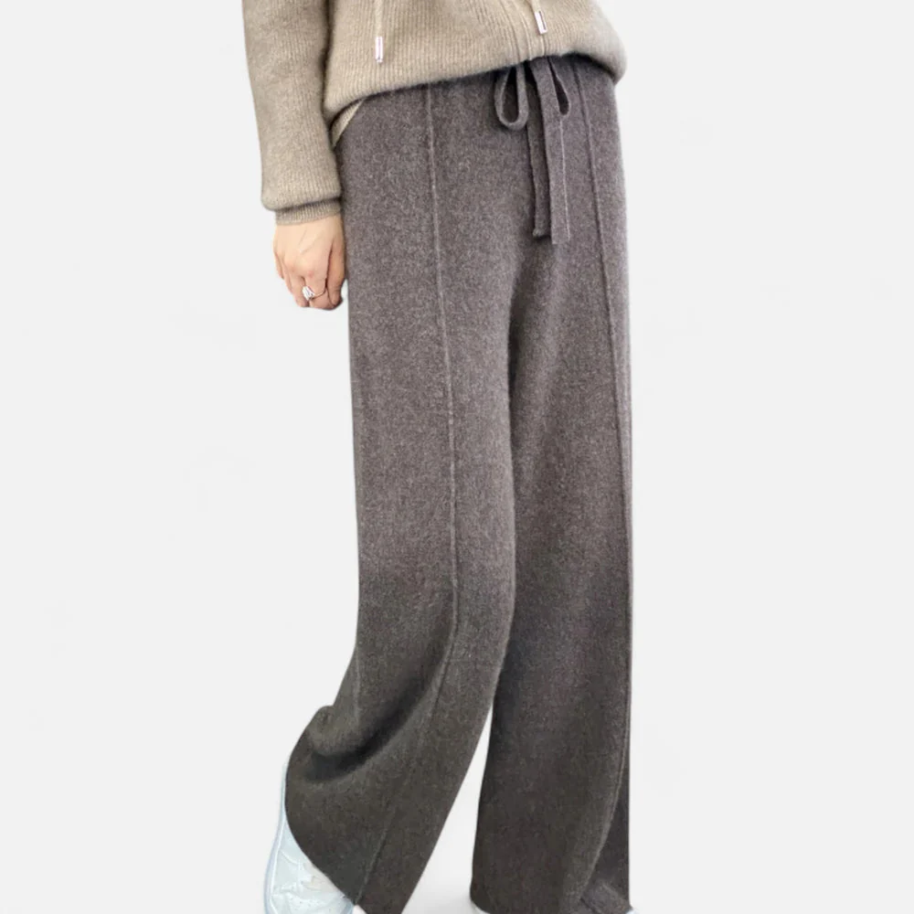 Women’s Wool Wide-Leg Knit Trousers - Image 8
