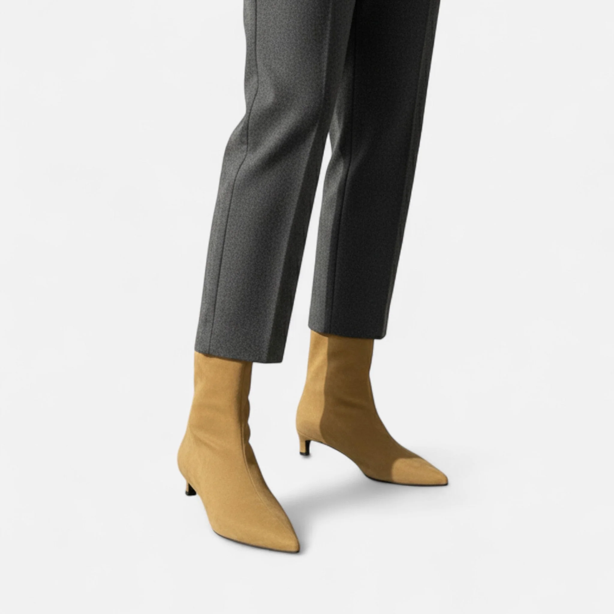 Women's Pointed Ankle Boots with Low Heel - Image 4