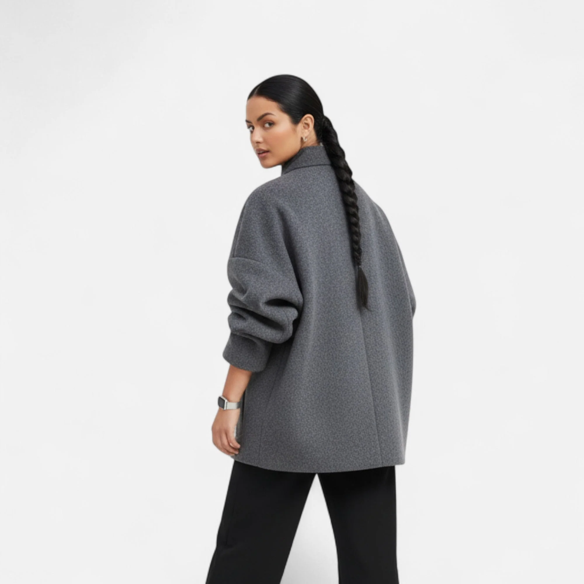 Women's Short Coat with Chic High Collar - Image 3