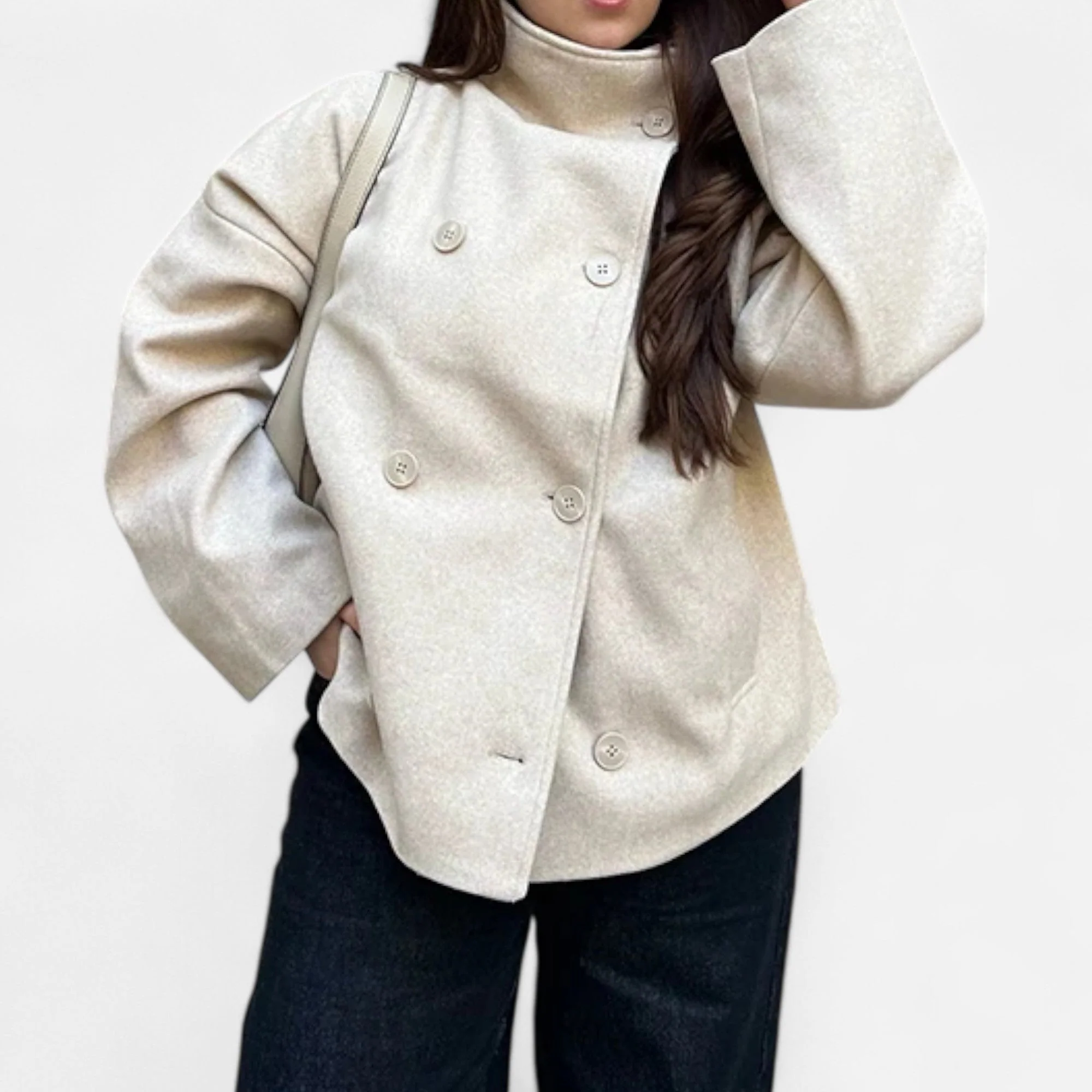 Women's Short Coat with Chic High Collar - Image 5
