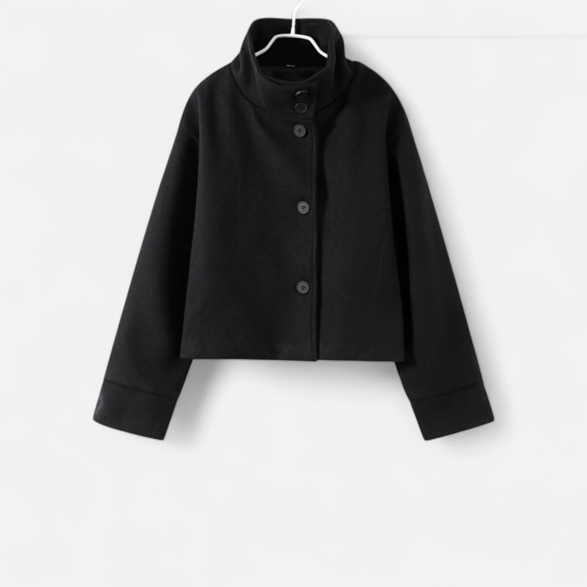 Women's Short Coat with Chic High Collar - Image 6