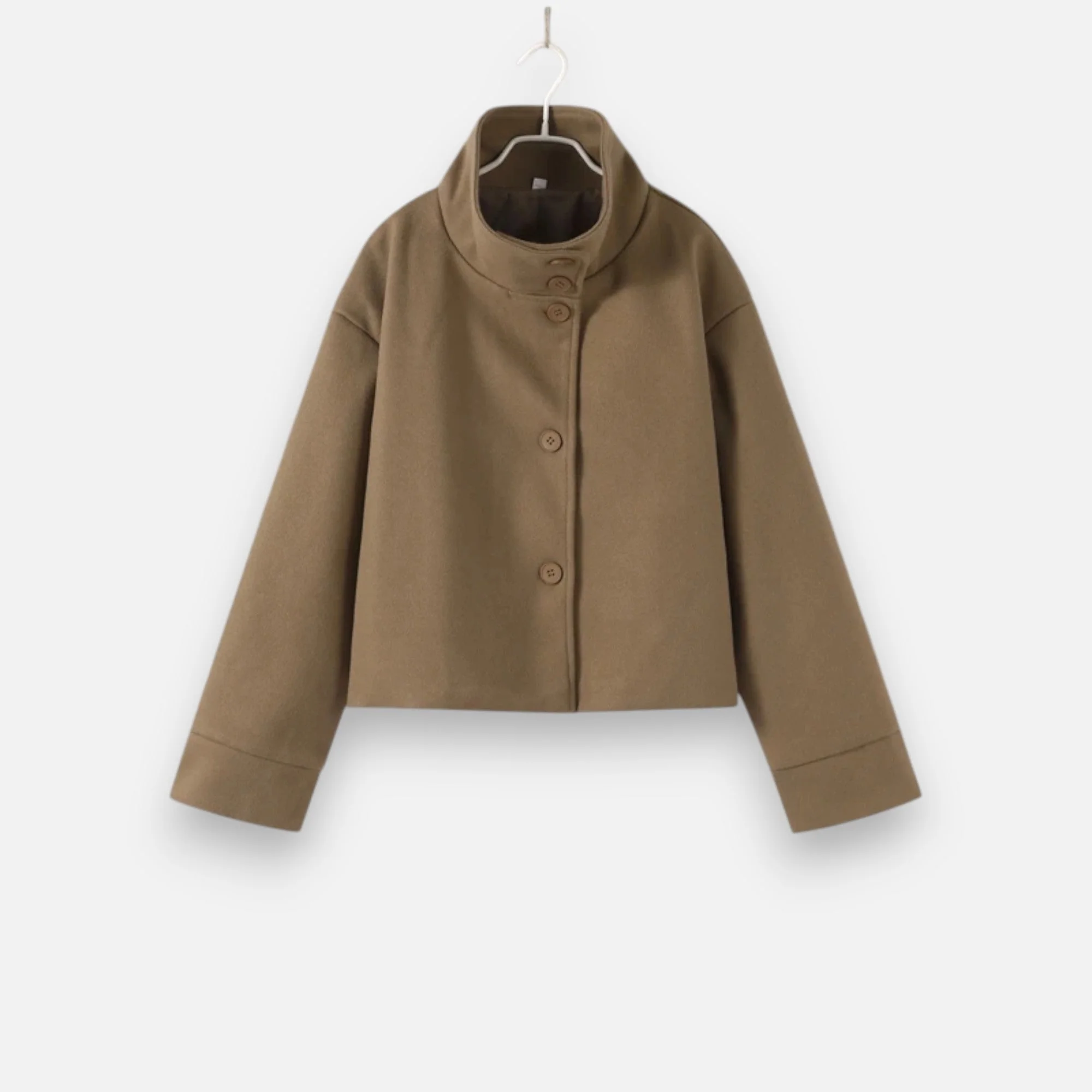 Women's Short Coat with Chic High Collar - Image 7