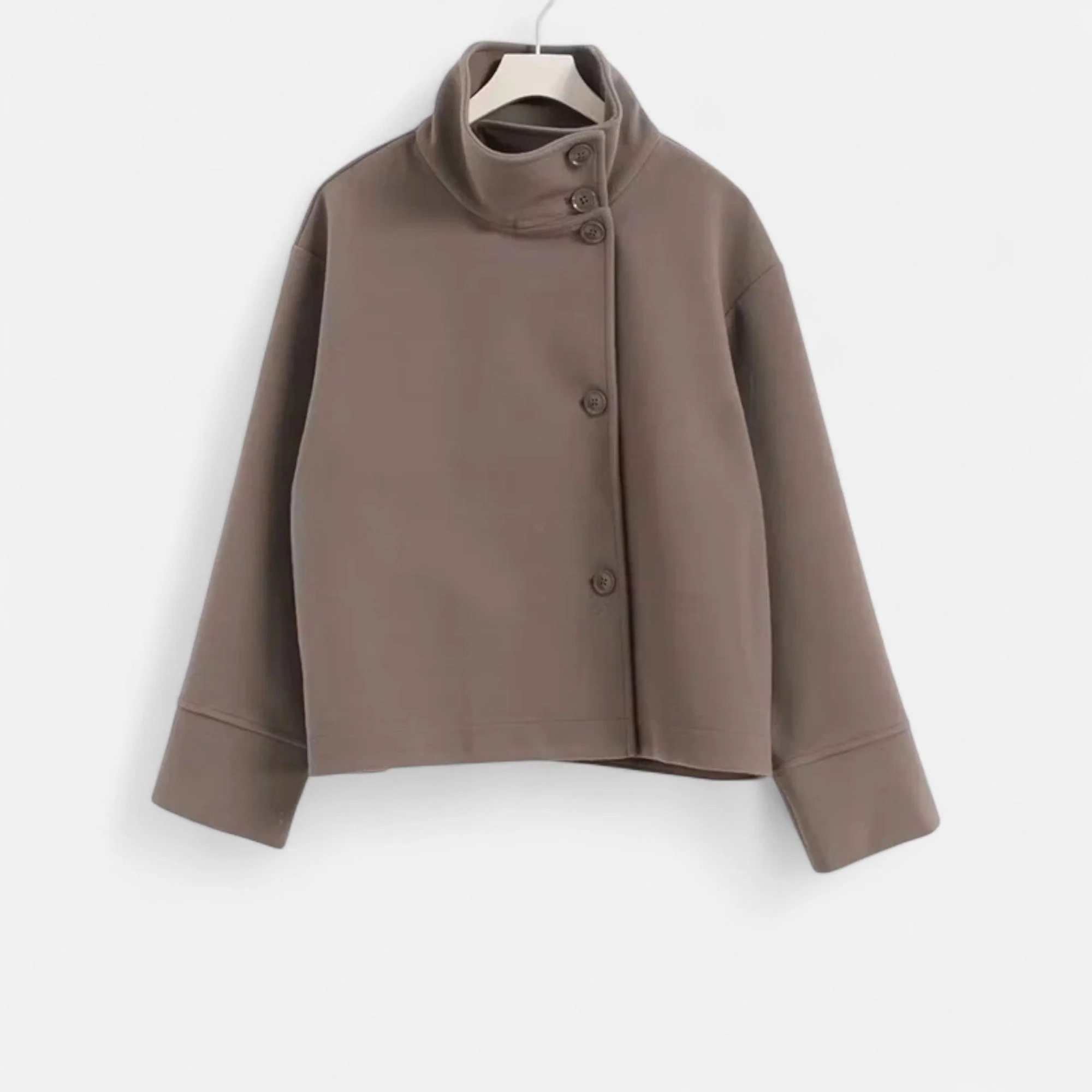 Women's Short Coat with Chic High Collar - Image 8