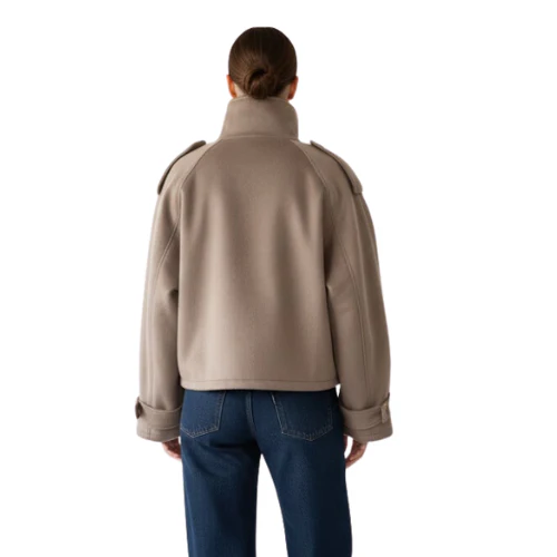Women's Wool Coat with High Collar - Image 3