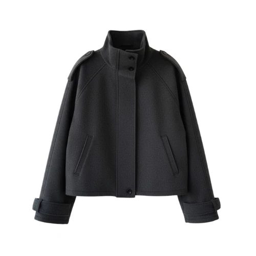 Women's Wool Coat with High Collar - Image 4